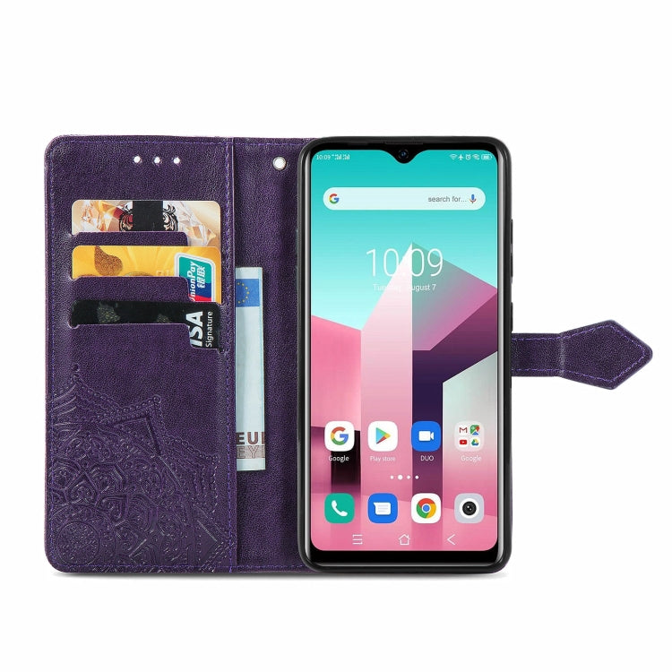 For Blackview A80 Pro Mandala Flower Embossed Horizontal Flip Leather Case with Holder & Three Card Slots & Wallet & Lanyard(Purple) - More Brand by buy2fix | Online Shopping UK | buy2fix