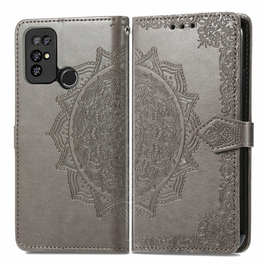 For Doogee X96 Pro Mandala Flower Embossed Horizontal Flip Leather Case with Holder & Three Card Slots & Wallet & Lanyard(Grey) by buy2fix