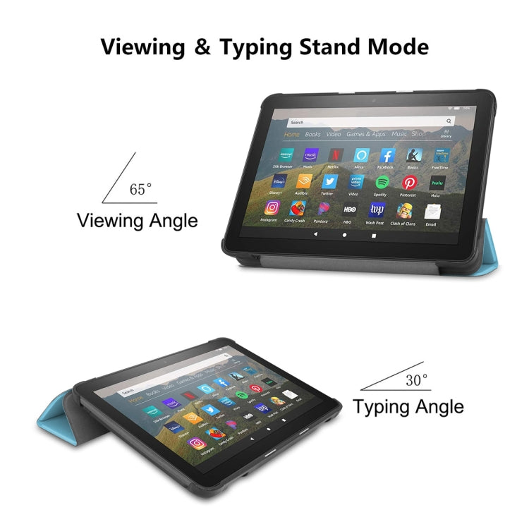 For Amazon Fire HD 8 / HD 8 Plus (2020) ENKAY Custer Texture Horizontal Flip PU+PC Leather Case with Three-folding Holder & Sleep / Wake-up Function(Dark Green) - Amazon by ENKAY | Online Shopping UK | buy2fix