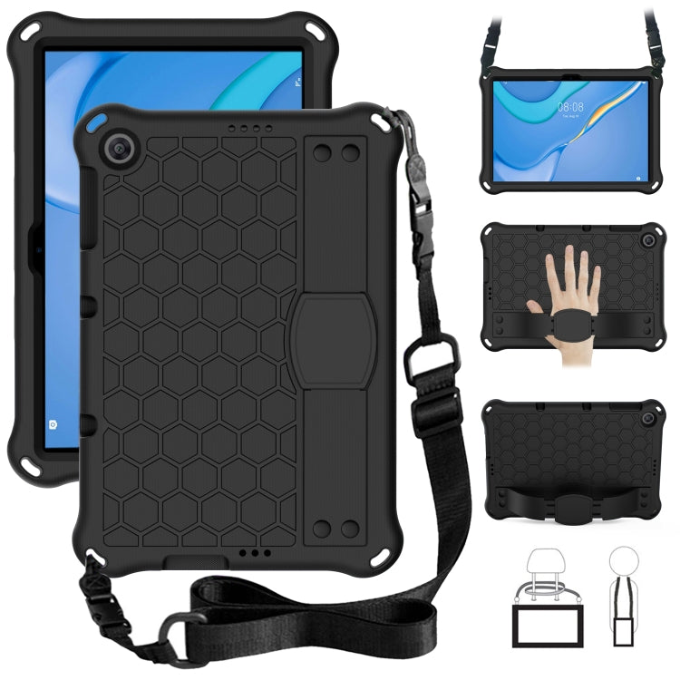 For Huawei MediaPad T10 9.7 / T10 10.1 Honeycomb Design EVA + PC Material Four Corner Anti Falling Protective Shell with Strap(Black+Black) - Huawei by buy2fix | Online Shopping UK | buy2fix