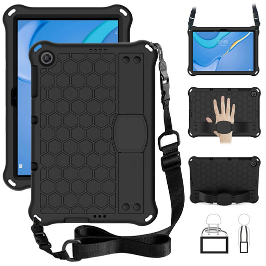 For Huawei MediaPad T10 9.7 / T10 10.1 Honeycomb Design EVA + PC Material Four Corner Anti Falling Protective Shell with Strap(Black+Black) - Huawei by buy2fix | Online Shopping UK | buy2fix
