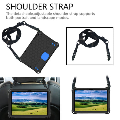 For Huawei MediaPad T10 9.7 / T10 10.1 Honeycomb Design EVA + PC Material Four Corner Anti Falling Protective Shell with Strap(Black+Blue) - Huawei by buy2fix | Online Shopping UK | buy2fix