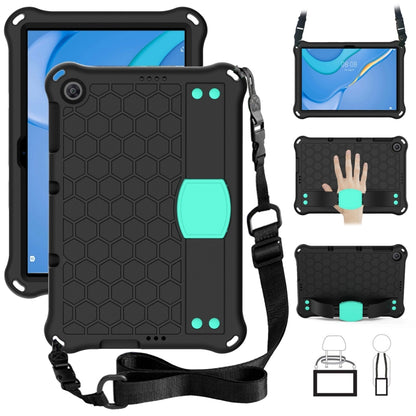 For Huawei MediaPad T10 9.7 / T10 10.1 Honeycomb Design EVA + PC Material Four Corner Anti Falling Protective Shell with Strap(Black+Aqua) - Huawei by buy2fix | Online Shopping UK | buy2fix