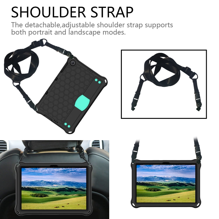 For Huawei MediaPad T10 9.7 / T10 10.1 Honeycomb Design EVA + PC Material Four Corner Anti Falling Protective Shell with Strap(Black+Aqua) - Huawei by buy2fix | Online Shopping UK | buy2fix