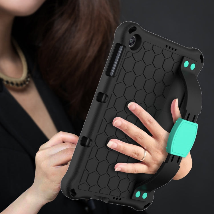 For Huawei MediaPad T10 9.7 / T10 10.1 Honeycomb Design EVA + PC Material Four Corner Anti Falling Protective Shell with Strap(Black+Aqua) - Huawei by buy2fix | Online Shopping UK | buy2fix