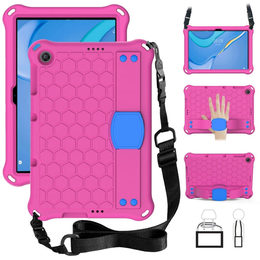 For Huawei MediaPad T10 9.7 / T10 10.1 Honeycomb Design EVA + PC Material Four Corner Anti Falling Protective Shell with Strap(Rose Red+Blue) - Huawei by buy2fix | Online Shopping UK | buy2fix