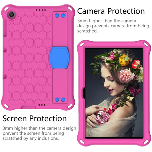 For Huawei MediaPad T10 9.7 / T10 10.1 Honeycomb Design EVA + PC Material Four Corner Anti Falling Protective Shell with Strap(Rose Red+Blue) - Huawei by buy2fix | Online Shopping UK | buy2fix