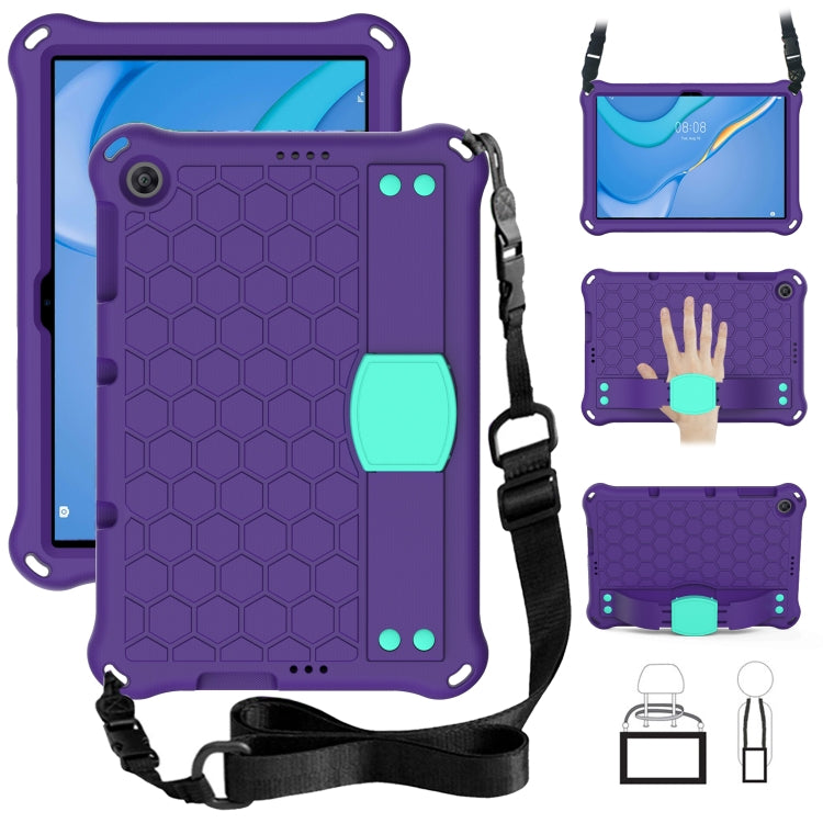 For Huawei MediaPad T10 9.7 / T10 10.1 Honeycomb Design EVA + PC Material Four Corner Anti Falling Protective Shell with Strap(Purple+Aqua) - Huawei by buy2fix | Online Shopping UK | buy2fix