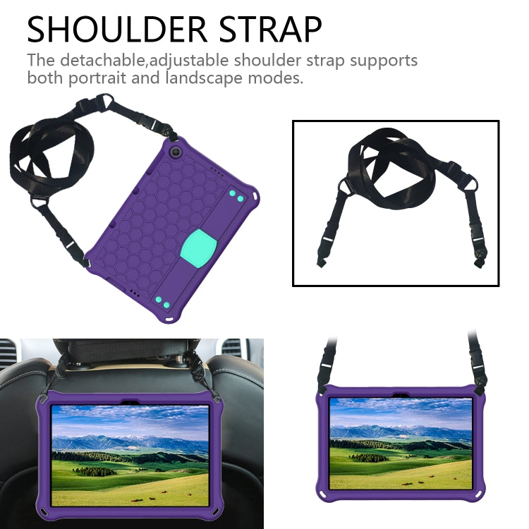 For Huawei MediaPad T10 9.7 / T10 10.1 Honeycomb Design EVA + PC Material Four Corner Anti Falling Protective Shell with Strap(Purple+Aqua) - Huawei by buy2fix | Online Shopping UK | buy2fix