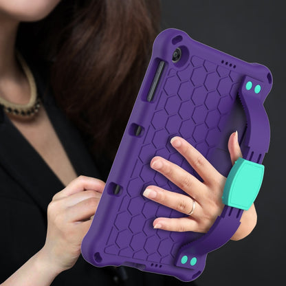 For Huawei MediaPad T10 9.7 / T10 10.1 Honeycomb Design EVA + PC Material Four Corner Anti Falling Protective Shell with Strap(Purple+Aqua) - Huawei by buy2fix | Online Shopping UK | buy2fix