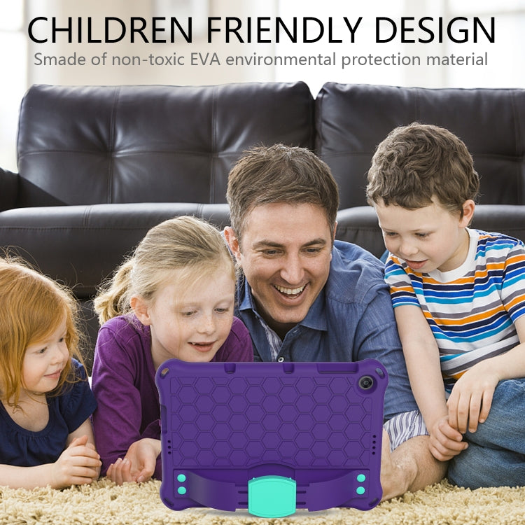 For Huawei MediaPad T10 9.7 / T10 10.1 Honeycomb Design EVA + PC Material Four Corner Anti Falling Protective Shell with Strap(Purple+Aqua) - Huawei by buy2fix | Online Shopping UK | buy2fix