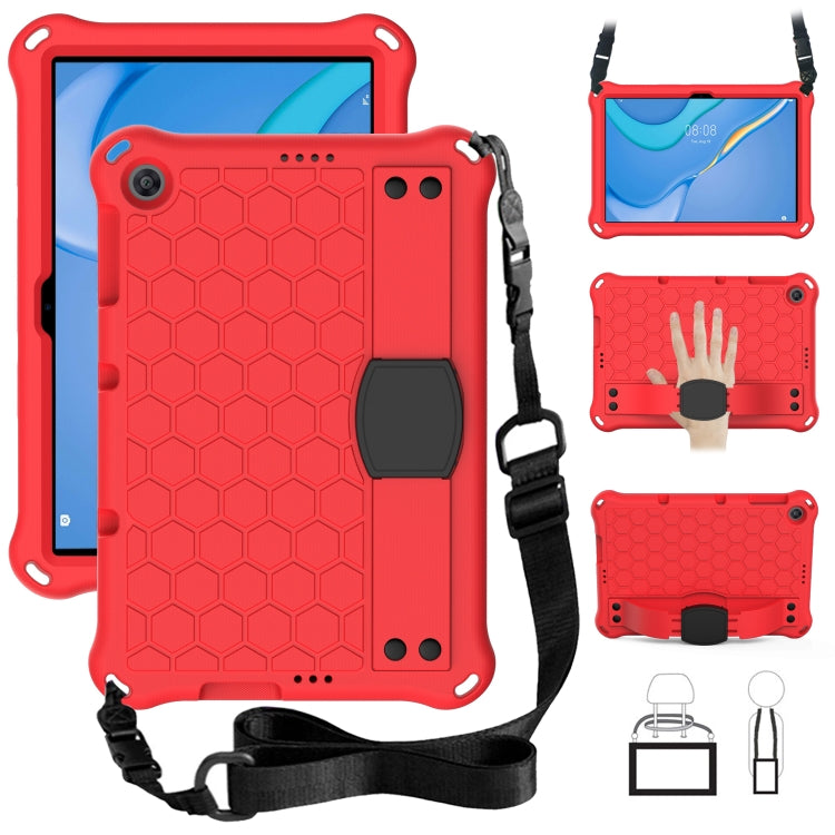 For Huawei MediaPad T10 9.7 / T10 10.1 Honeycomb Design EVA + PC Material Four Corner Anti Falling Protective Shell with Strap(Red+Black) - Huawei by buy2fix | Online Shopping UK | buy2fix