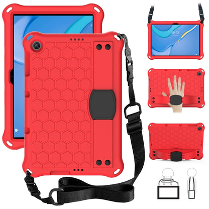 For Huawei MediaPad T10 9.7 / T10 10.1 Honeycomb Design EVA + PC Material Four Corner Anti Falling Protective Shell with Strap(Red+Black) - Huawei by buy2fix | Online Shopping UK | buy2fix