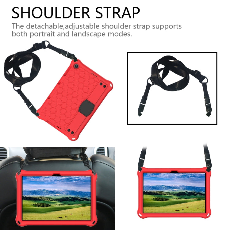 For Huawei MediaPad T10 9.7 / T10 10.1 Honeycomb Design EVA + PC Material Four Corner Anti Falling Protective Shell with Strap(Red+Black) - Huawei by buy2fix | Online Shopping UK | buy2fix