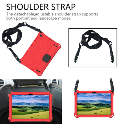 For Huawei MediaPad T10 9.7 / T10 10.1 Honeycomb Design EVA + PC Material Four Corner Anti Falling Protective Shell with Strap(Red+Black) - Huawei by buy2fix | Online Shopping UK | buy2fix