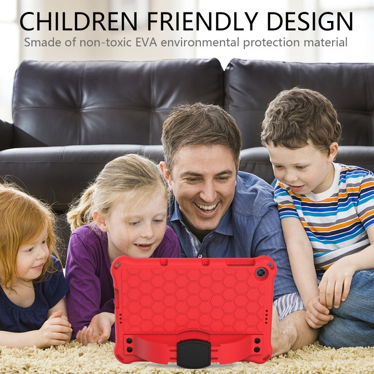For Huawei MediaPad T10 9.7 / T10 10.1 Honeycomb Design EVA + PC Material Four Corner Anti Falling Protective Shell with Strap(Red+Black) - Huawei by buy2fix | Online Shopping UK | buy2fix