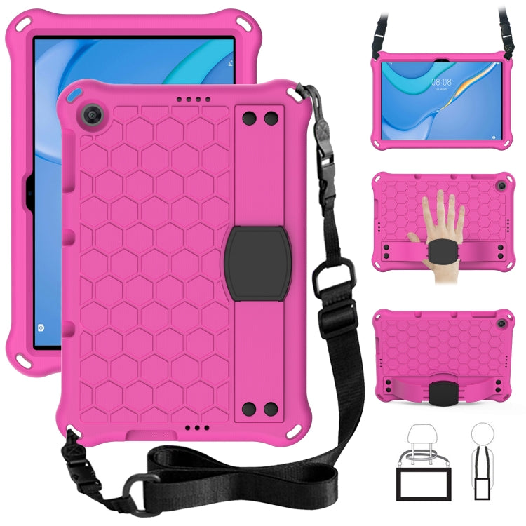 For Huawei MediaPad T10 9.7 / T10 10.1 Honeycomb Design EVA + PC Material Four Corner Anti Falling Protective Shell with Strap(Rose Red+Black) - Huawei by buy2fix | Online Shopping UK | buy2fix