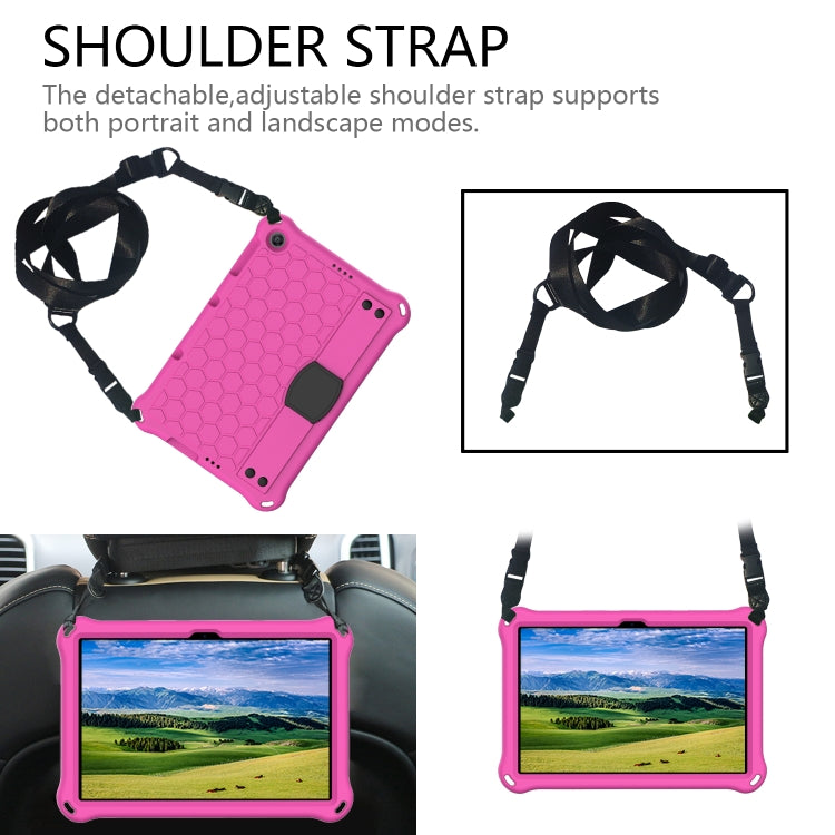 For Huawei MediaPad T10 9.7 / T10 10.1 Honeycomb Design EVA + PC Material Four Corner Anti Falling Protective Shell with Strap(Rose Red+Black) - Huawei by buy2fix | Online Shopping UK | buy2fix