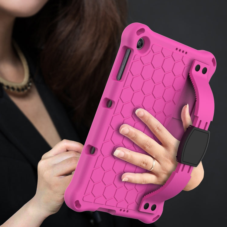 For Huawei MediaPad T10 9.7 / T10 10.1 Honeycomb Design EVA + PC Material Four Corner Anti Falling Protective Shell with Strap(Rose Red+Black) - Huawei by buy2fix | Online Shopping UK | buy2fix