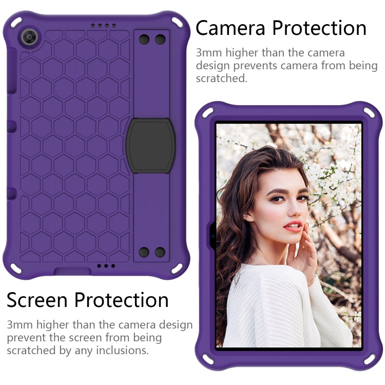 For Huawei MediaPad T10 9.7 / T10 10.1 Honeycomb Design EVA + PC Material Four Corner Anti Falling Protective Shell with Strap(Purple+Black) - Huawei by buy2fix | Online Shopping UK | buy2fix