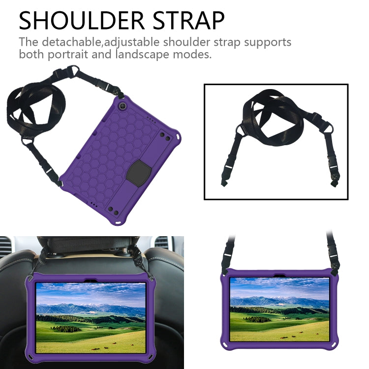 For Huawei MediaPad T10 9.7 / T10 10.1 Honeycomb Design EVA + PC Material Four Corner Anti Falling Protective Shell with Strap(Purple+Black) - Huawei by buy2fix | Online Shopping UK | buy2fix