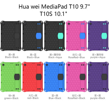 For Huawei MediaPad T10 9.7 / T10 10.1 Honeycomb Design EVA + PC Material Four Corner Anti Falling Protective Shell with Strap(Green+Black) - Huawei by buy2fix | Online Shopping UK | buy2fix