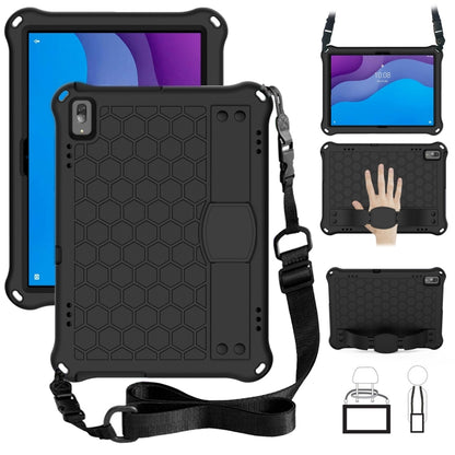 For Lenovo Tab M10 TB-X505X/F Honeycomb Design EVA + PC Material Four Corner Anti Falling Flat Protective Shell with Strap(Black+Black) - Lenovo by buy2fix | Online Shopping UK | buy2fix