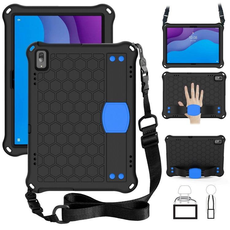 For Lenovo Tab M10 TB-X505X/F Honeycomb Design EVA + PC Material Four Corner Anti Falling Flat Protective Shell with Strap(Black+Blue) - Lenovo by buy2fix | Online Shopping UK | buy2fix
