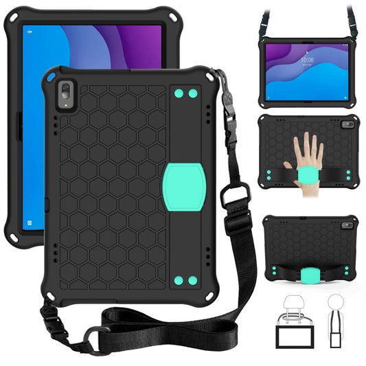 For Lenovo Tab M10 TB-X505X/F Honeycomb Design EVA + PC Material Four Corner Anti Falling Flat Protective Shell with Strap(Black+Aqua) - Lenovo by buy2fix | Online Shopping UK | buy2fix