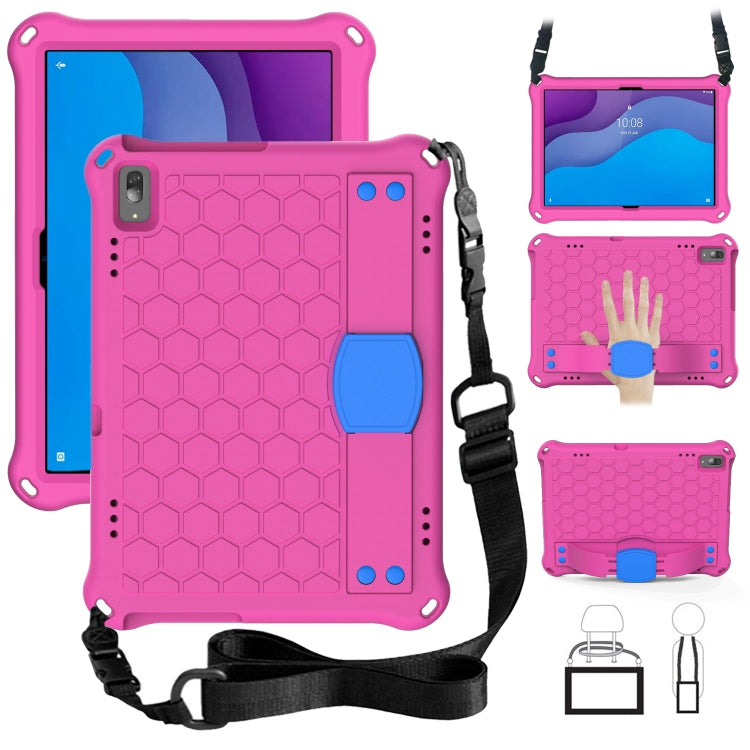 For Lenovo Tab M10 TB-X505X/F Honeycomb Design EVA + PC Material Four Corner Anti Falling Flat Protective Shell with Strap(RoseRed+Blue) - Lenovo by buy2fix | Online Shopping UK | buy2fix