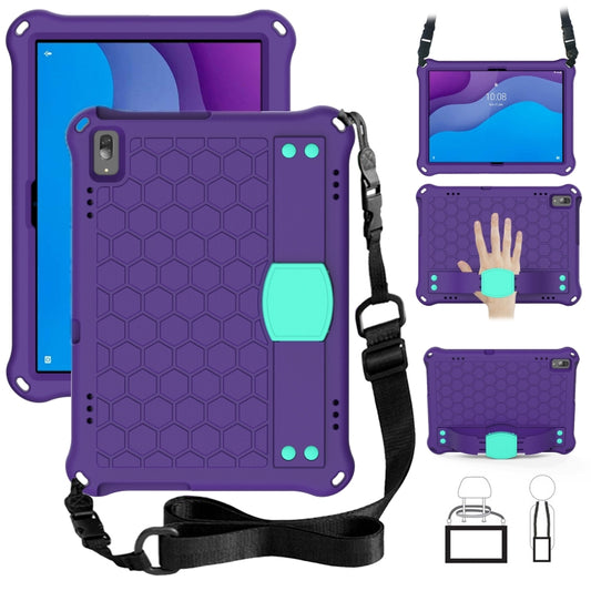 For Lenovo Tab M10 TB-X505X/F Honeycomb Design EVA + PC Material Four Corner Anti Falling Flat Protective Shell with Strap(Purple+Aqua) - Lenovo by buy2fix | Online Shopping UK | buy2fix