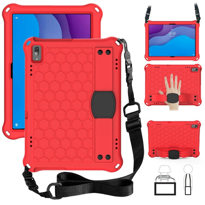 For Lenovo Tab M10 TB-X505X/F Honeycomb Design EVA + PC Material Four Corner Anti Falling Flat Protective Shell with Strap(Red+Black) - Lenovo by buy2fix | Online Shopping UK | buy2fix