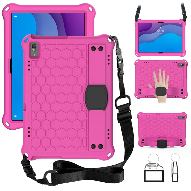 For Lenovo Tab M10 TB-X505X/F Honeycomb Design EVA + PC Material Four Corner Anti Falling Flat Protective Shell with Strap(Rose Red+Black) - Lenovo by buy2fix | Online Shopping UK | buy2fix