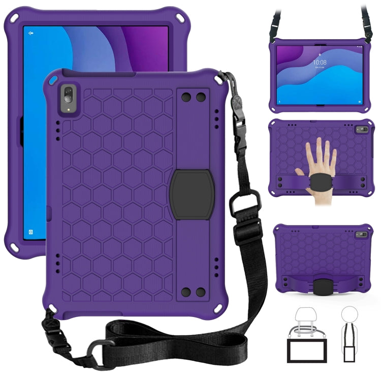 For Lenovo Tab M10 TB-X505X/F Honeycomb Design EVA + PC Material Four Corner Anti Falling Flat Protective Shell with Strap(Purple+Black) - Lenovo by buy2fix | Online Shopping UK | buy2fix