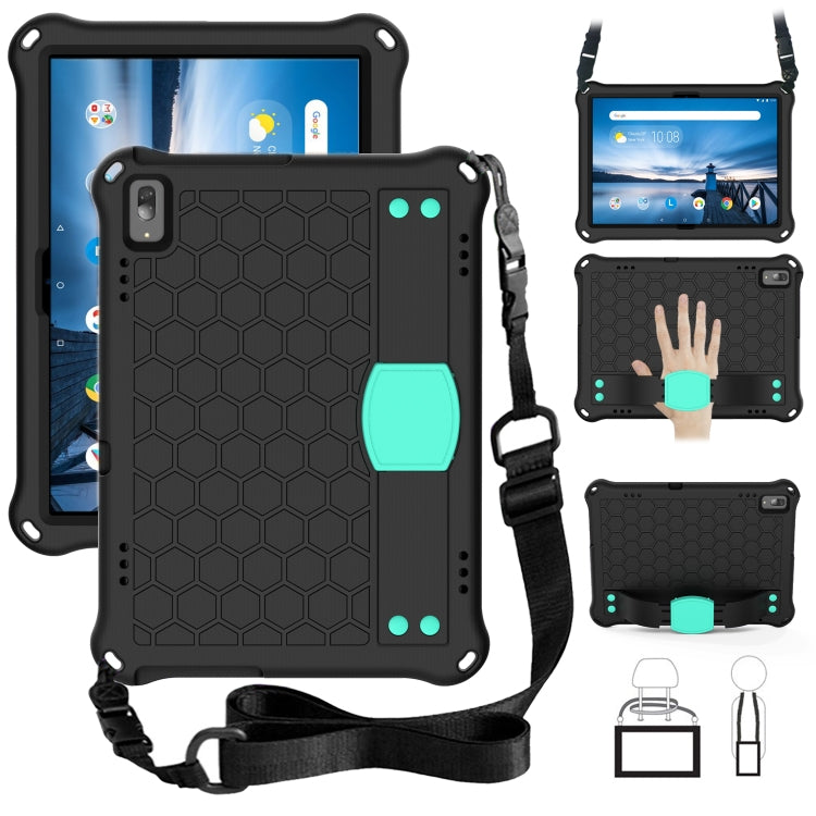 For Lenovo Smart Tab M10 TB-605F Honeycomb Design EVA + PC Material Four Corner Anti Falling Flat Protective Shell with Strap(Black+Aqua) - Lenovo by buy2fix | Online Shopping UK | buy2fix