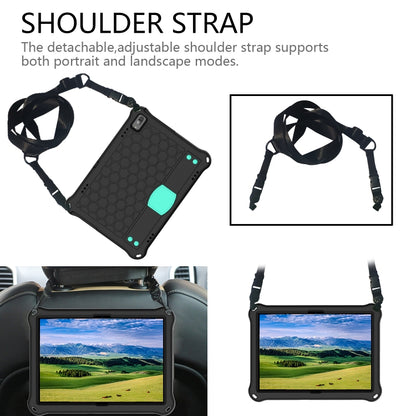For Lenovo Smart Tab M10 TB-605F Honeycomb Design EVA + PC Material Four Corner Anti Falling Flat Protective Shell with Strap(Black+Aqua) - Lenovo by buy2fix | Online Shopping UK | buy2fix
