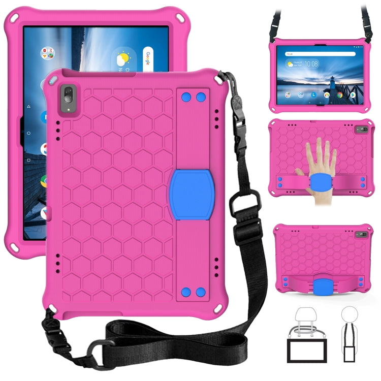 For Lenovo Smart Tab M10 TB-605F Honeycomb Design EVA + PC Material Four Corner Anti Falling Flat Protective Shell with Strap(RoseRed+Blue) - Lenovo by buy2fix | Online Shopping UK | buy2fix
