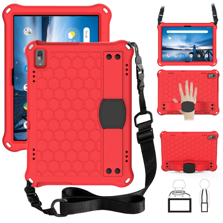 For Lenovo Smart Tab M10 TB-605F Honeycomb Design EVA + PC Material Four Corner Anti Falling Flat Protective Shell with Strap(Red+Black) - Lenovo by buy2fix | Online Shopping UK | buy2fix