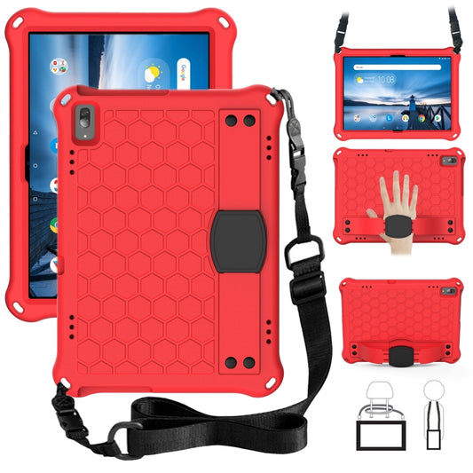 For Lenovo Smart Tab M10 TB-605F Honeycomb Design EVA + PC Material Four Corner Anti Falling Flat Protective Shell with Strap(Red+Black) - Lenovo by buy2fix | Online Shopping UK | buy2fix