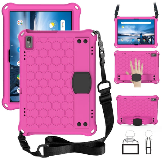 For Lenovo Smart Tab M10 TB-605F Honeycomb Design EVA + PC Material Four Corner Anti Falling Flat Protective Shell with Strap(Rose Red+Black) - Lenovo by buy2fix | Online Shopping UK | buy2fix
