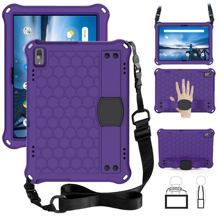 For Lenovo Smart Tab M10 TB-605F Honeycomb Design EVA + PC Material Four Corner Anti Falling Flat Protective Shell with Strap(Purple+Black) - Lenovo by buy2fix | Online Shopping UK | buy2fix