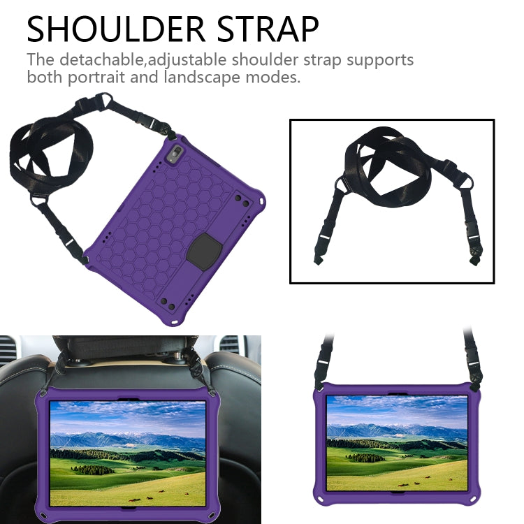 For Lenovo Smart Tab M10 TB-605F Honeycomb Design EVA + PC Material Four Corner Anti Falling Flat Protective Shell with Strap(Purple+Black) - Lenovo by buy2fix | Online Shopping UK | buy2fix