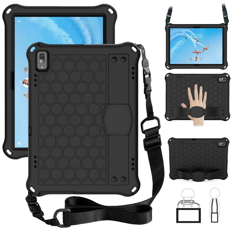For Lenovo Tab P10 TB-X705F/L Honeycomb Design EVA + PC Material Four Corner Anti Falling Flat Protective Shell with Strap(Black+Black) - Lenovo by buy2fix | Online Shopping UK | buy2fix