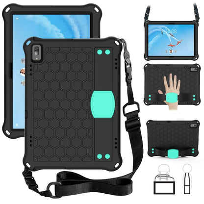 For Lenovo Tab P10 TB-X705F/L Honeycomb Design EVA + PC Material Four Corner Anti Falling Flat Protective Shell with Strap(Black+Aqua) - Lenovo by buy2fix | Online Shopping UK | buy2fix