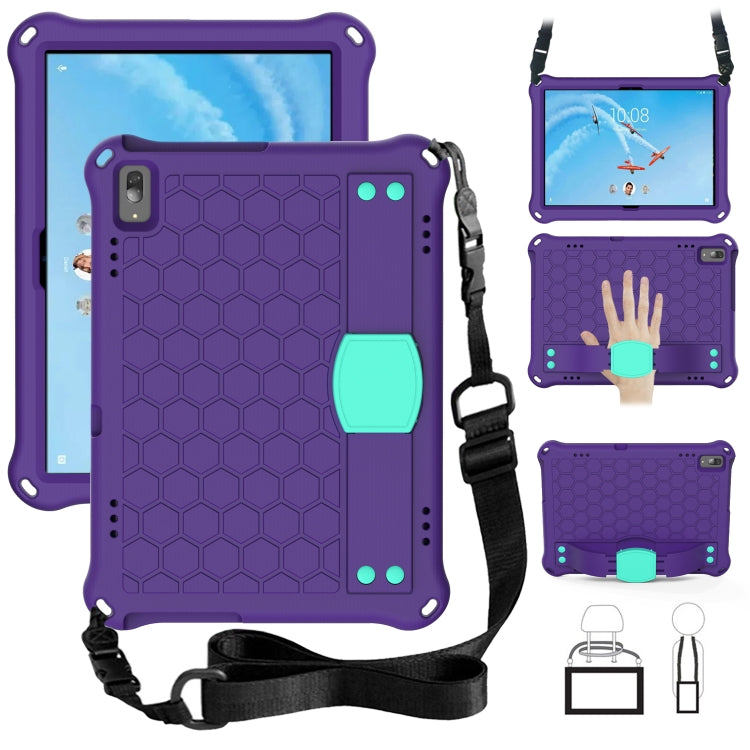 For Lenovo Tab P10 TB-X705F/L Honeycomb Design EVA + PC Material Four Corner Anti Falling Flat Protective Shell with Strap(Purple+Aqua) - Lenovo by buy2fix | Online Shopping UK | buy2fix