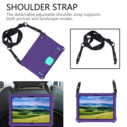 For Lenovo Tab P10 TB-X705F/L Honeycomb Design EVA + PC Material Four Corner Anti Falling Flat Protective Shell with Strap(Purple+Aqua) - Lenovo by buy2fix | Online Shopping UK | buy2fix