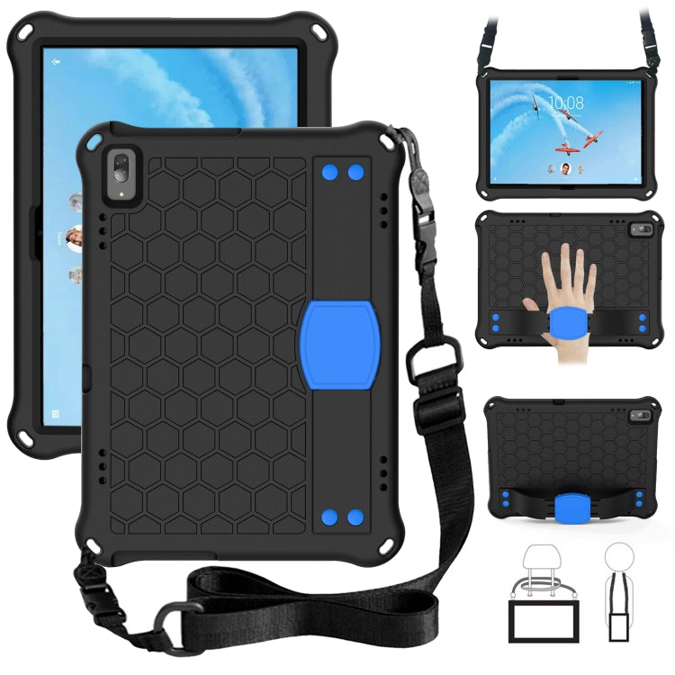 For Lenovo Tab E10 TB-X104F Honeycomb Design EVA + PC Material Four Corner Anti Falling Flat Protective Shell with Strap(Black+Blue) - Lenovo by buy2fix | Online Shopping UK | buy2fix
