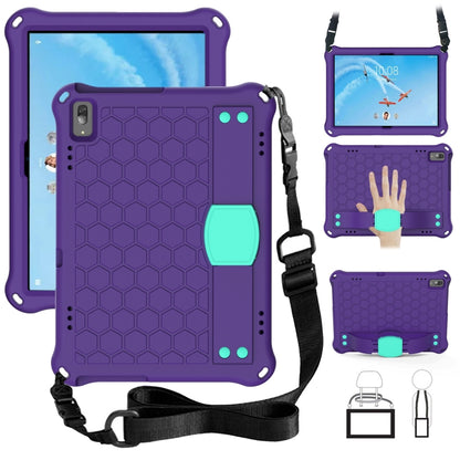 For Lenovo Tab E10 TB-X104F Honeycomb Design EVA + PC Material Four Corner Anti Falling Flat Protective Shell with Strap(Purple+Aqua) - Lenovo by buy2fix | Online Shopping UK | buy2fix