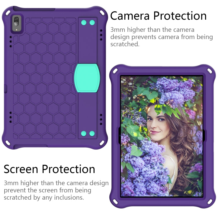 For Lenovo Tab E10 TB-X104F Honeycomb Design EVA + PC Material Four Corner Anti Falling Flat Protective Shell with Strap(Purple+Aqua) - Lenovo by buy2fix | Online Shopping UK | buy2fix