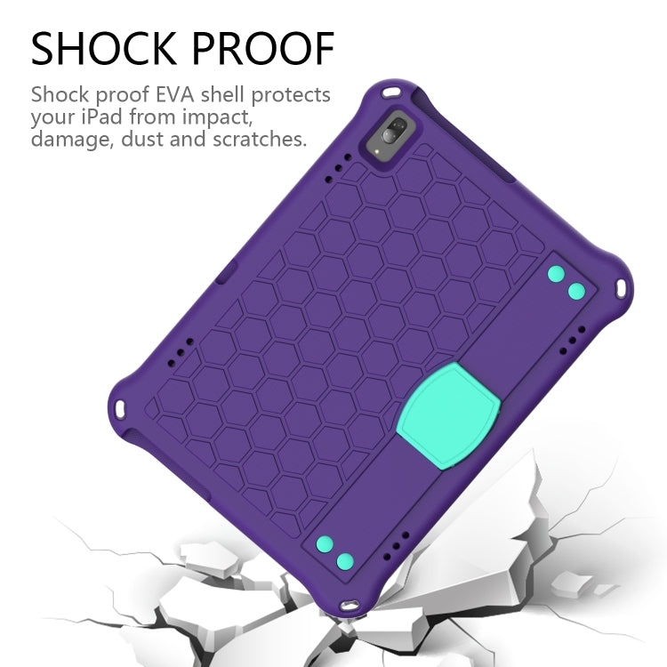 For Lenovo Tab E10 TB-X104F Honeycomb Design EVA + PC Material Four Corner Anti Falling Flat Protective Shell with Strap(Purple+Aqua) - Lenovo by buy2fix | Online Shopping UK | buy2fix